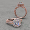 1.0 CARAT ROUND CUT DOUBLE HALO ENGAGEMENT RING - 02US07